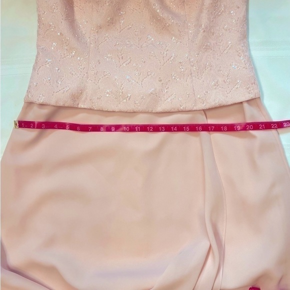David’s Bridal Sequined Brocade Bodice Mock Two Piece Shell Pink Dress NWT Sz 14 - Picture 10 of 14